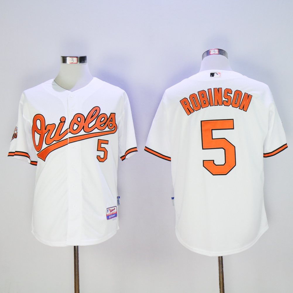 Men Baltimore Orioles #5 Robinson White Throwback MLB Jerseys